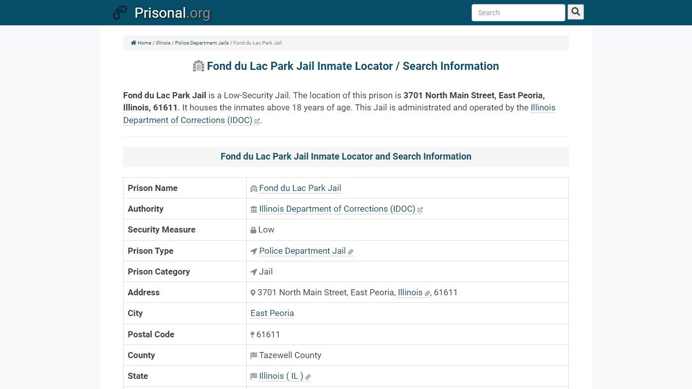 Fond du Lac Park Jail-Inmate Locator/Search Info, Phone ...
